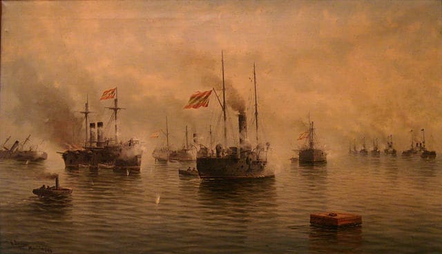 Combate Naval en Cavite (Islas Filipinas) en 1898
